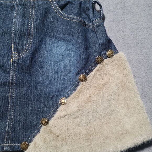 Cyanrose Denim and Fur Mini Skirt Women's Size Small - Picture 2 of 4